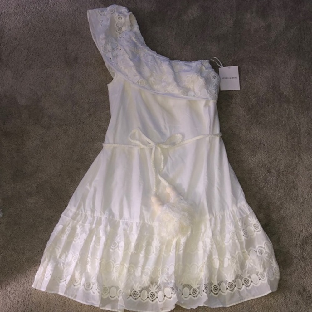 Stella & Dot White One Shoulder Dress Women’s Medium or Large NWT
